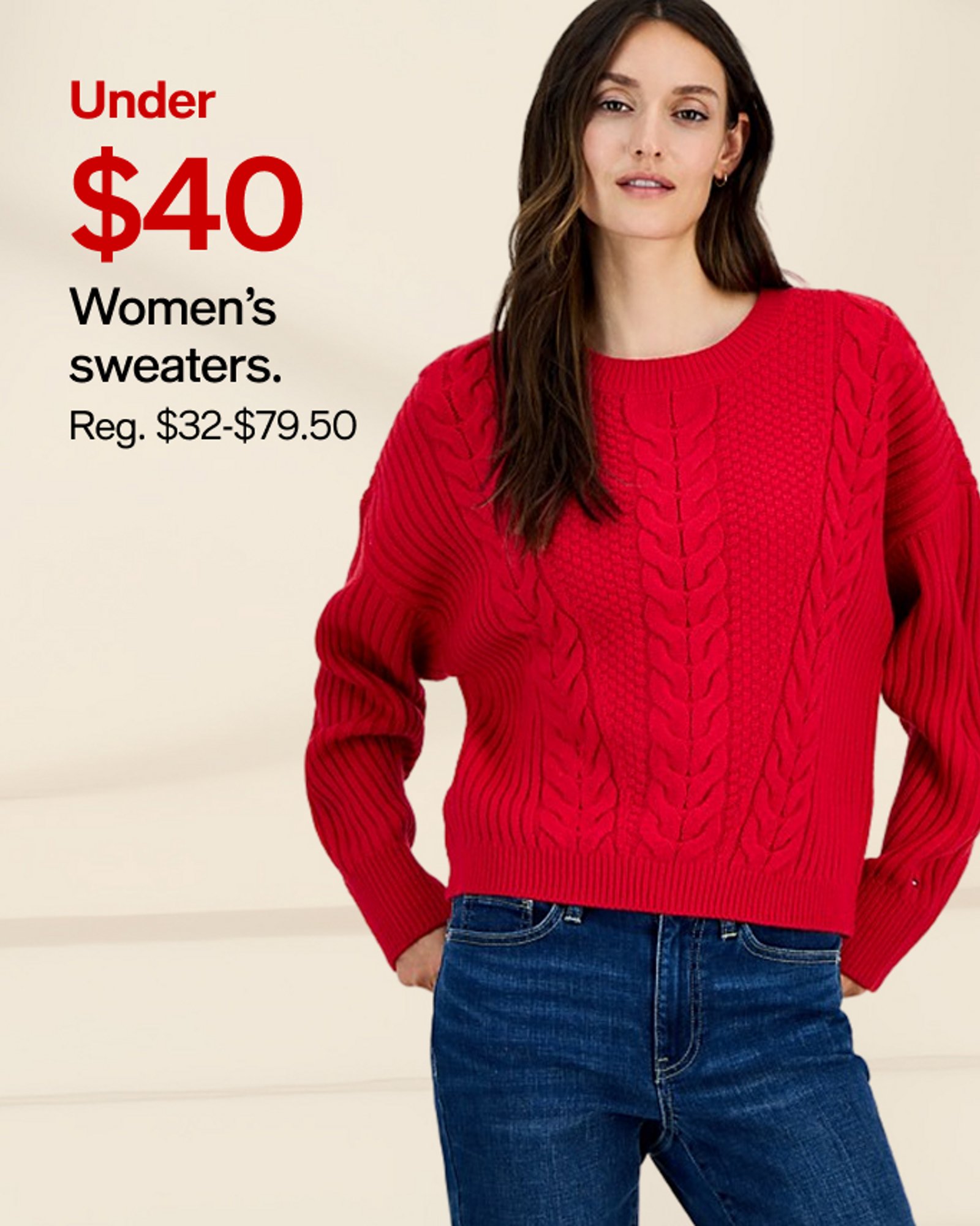 Under $40 Women's sweaters.