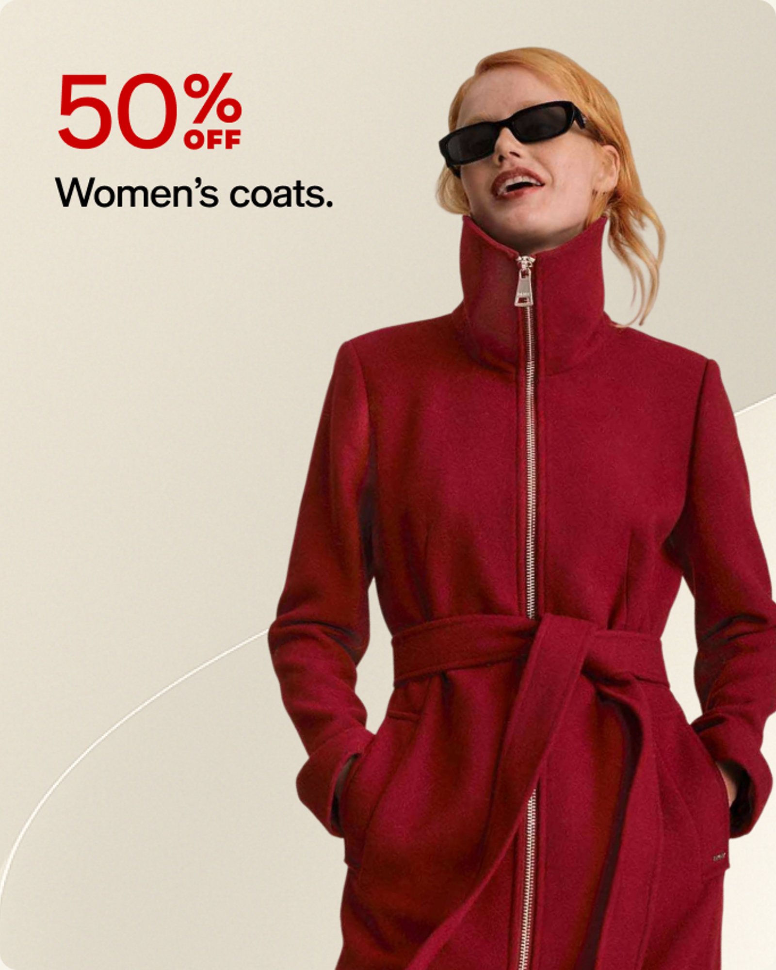 50% off womens coats